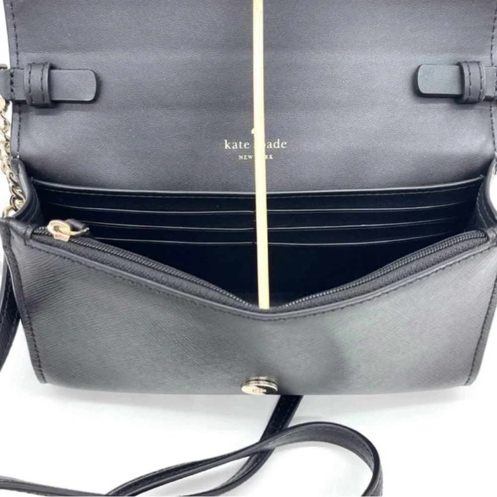 Kate Spade Staci Small Flap Crossbody Bag Tan/Black - Picture 7 of 9